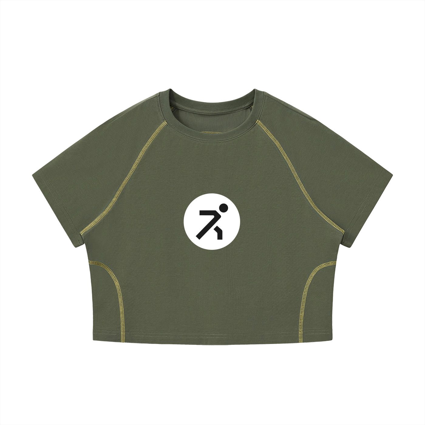 Women's Contrast Stitch Raglan Crop T-Shirt