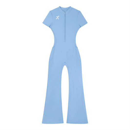 Tight Flared Leg Quarter-Zip Jumpsuit
