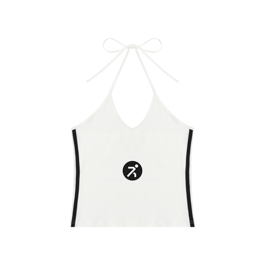 Women's Color Block Halter Crop Tank Top