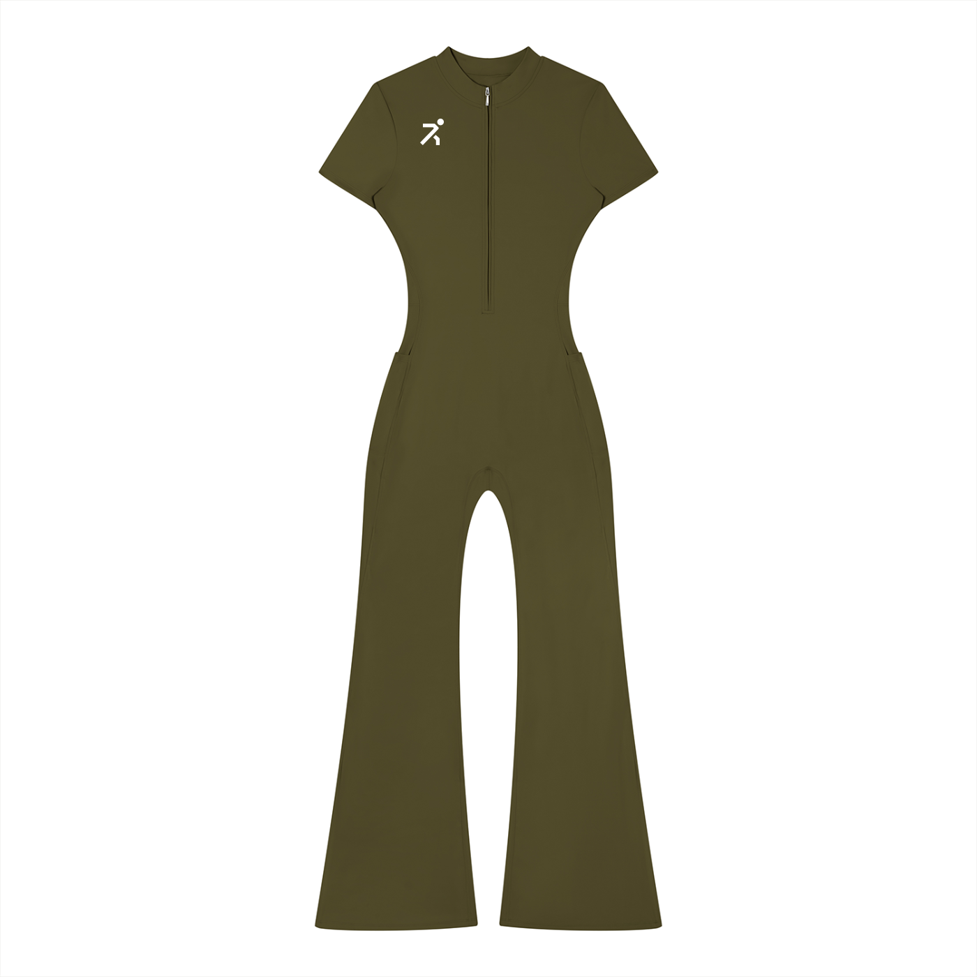 Women’s Tight Flared Leg Quarter-Zip Jumpsuit